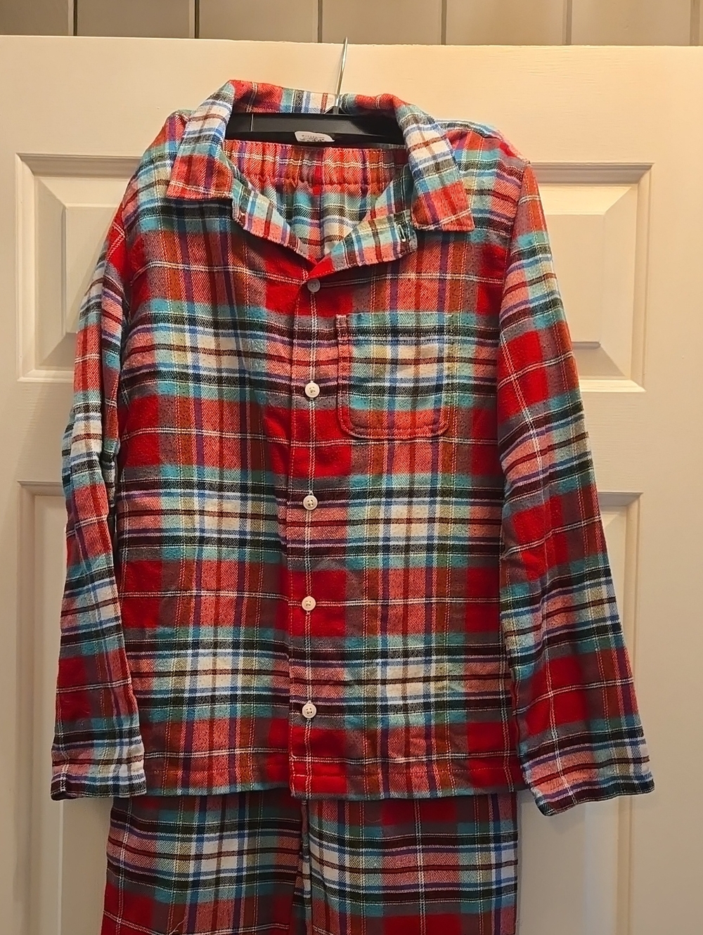 Boys Lands End Red Plaid Pajama Set, Size 16
